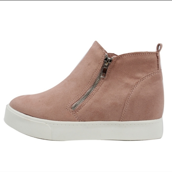Mauve wedge sneaker with zipper - Picture 2 of 5